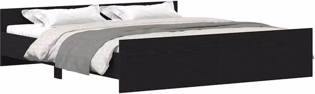 Berkfield Home Durable Bed Frame in Black Oak, W/D/H: 180 x 200 x 50 cm