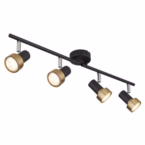 Netlighting Mason Adjustable Ceiling Spotlight Bar in Black and Gold for 4x GU10 Bulbs