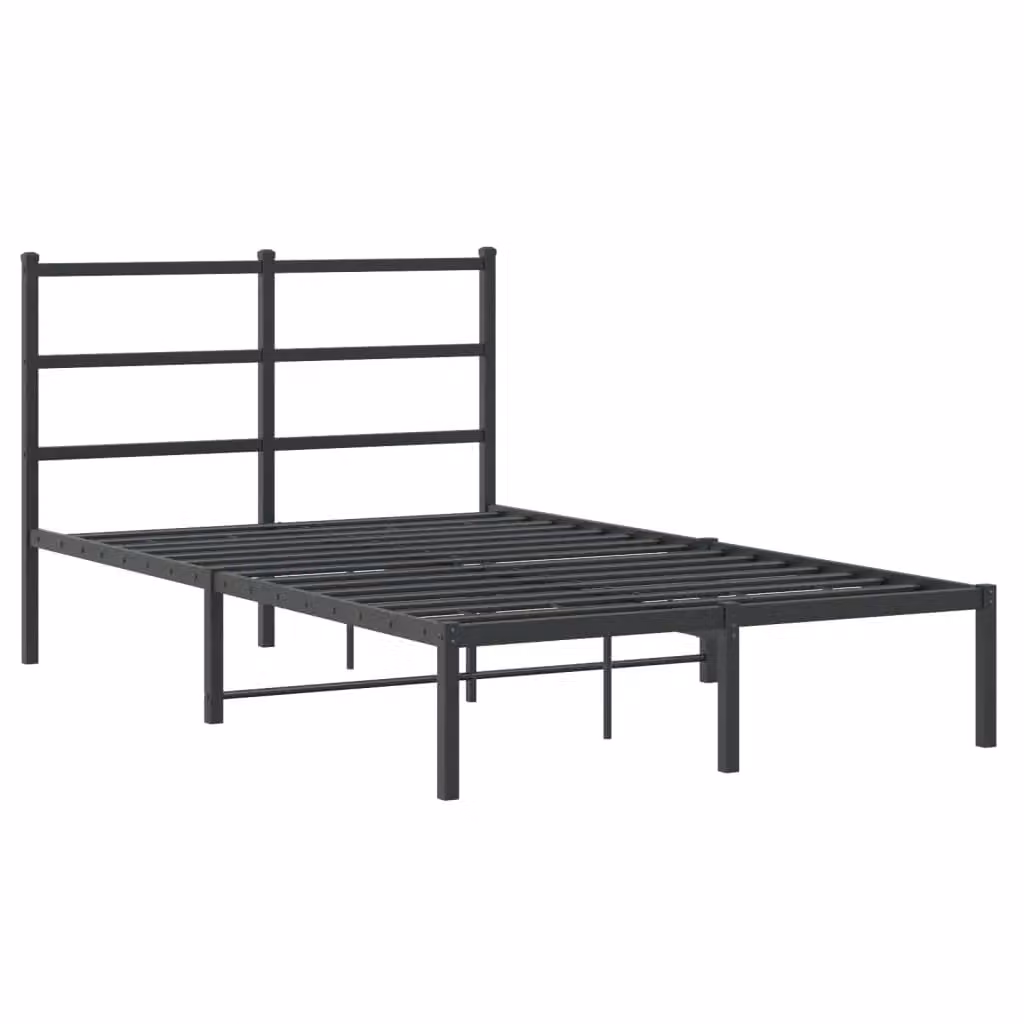 Berkfield Home Metal Bed Frame with Headboard, Black, W/D/H: 120 x 190 cm – 2