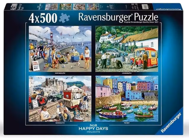 Ravensburger 4 x 500 Piece Jigsaw Puzzles in Multicolour and Blue
