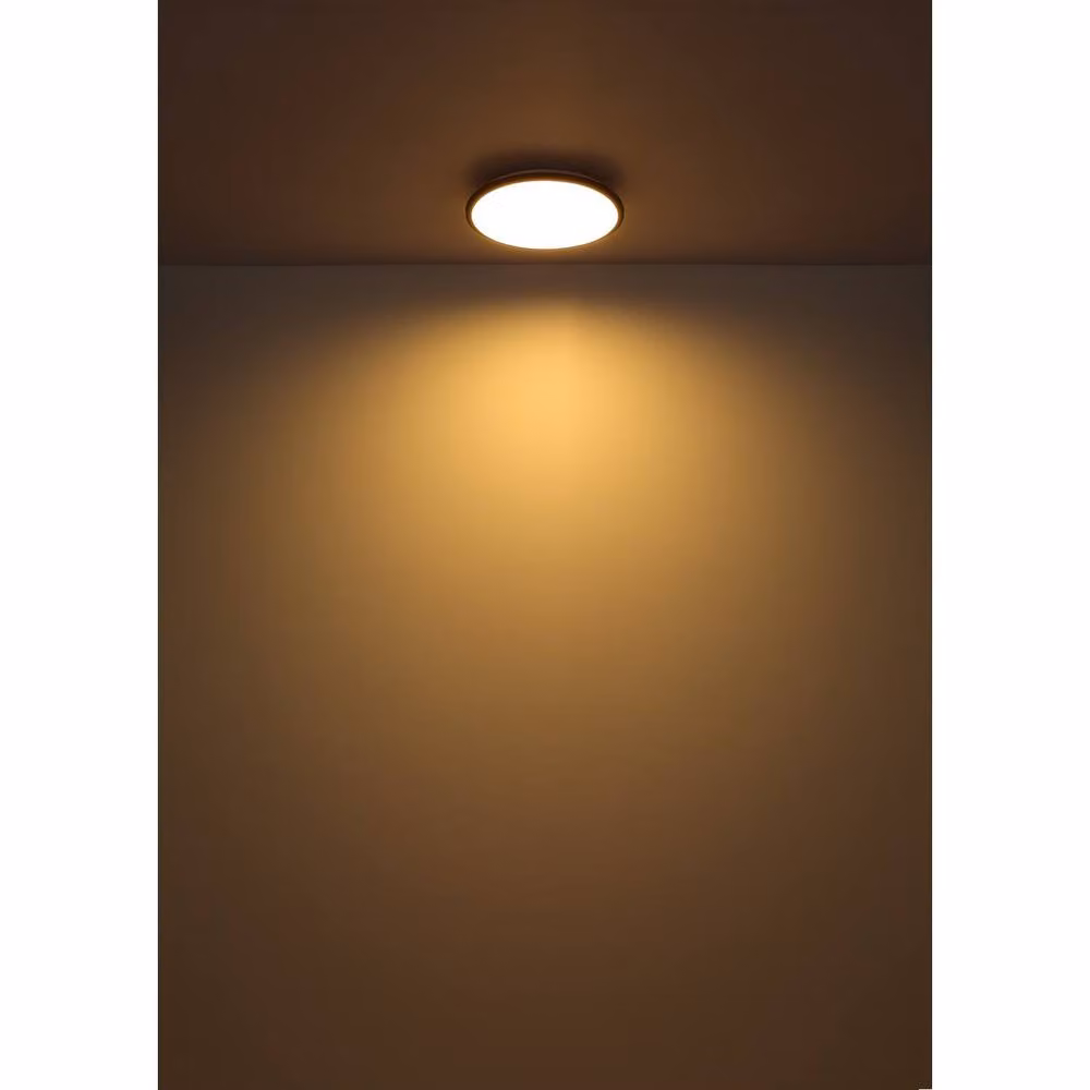 Netlighting Xander Round Flush Ceiling Light in White Matt with Warm White LED 3000K – 2