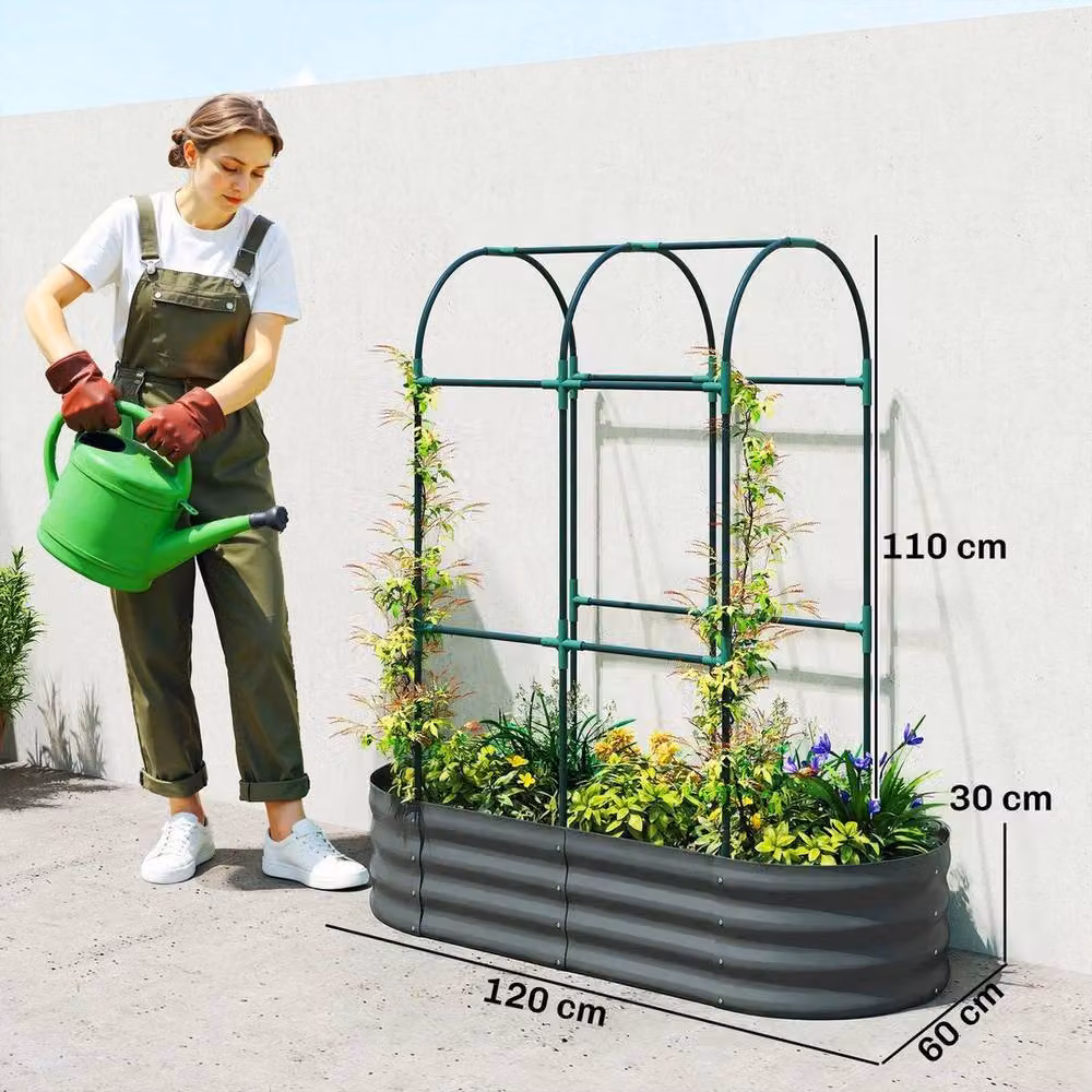 EONLION Grey Galvanised Steel Raised Garden Bed for Vegetables and Herbs, W/D/H: 121.92 x 60.96 x 140.2 cm – 2