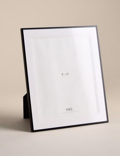 M&S Modern Single Layered Mount Rectangular Tabletop Photo Frame, Black and White, 20.32 x 25.4 x 25.4 cm