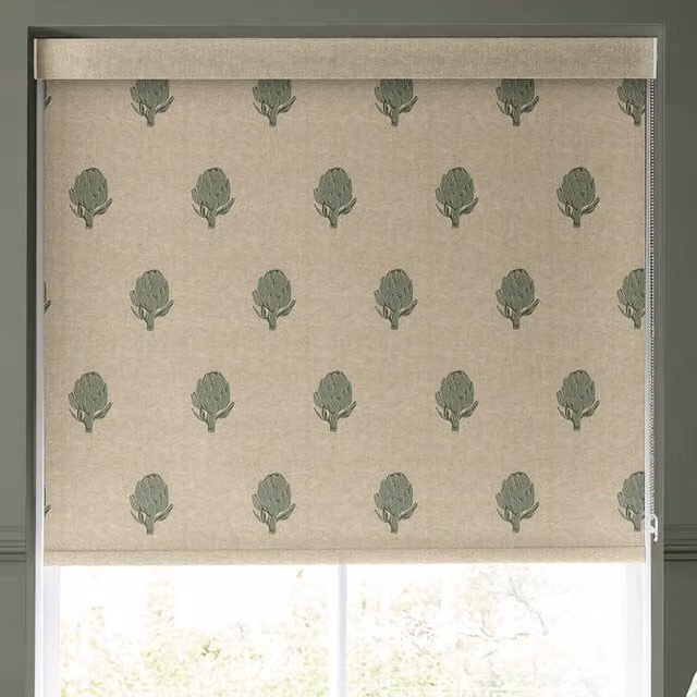 Emily Bond Globe Made to Measure Blackout Roller Blind in Fern Green and Black