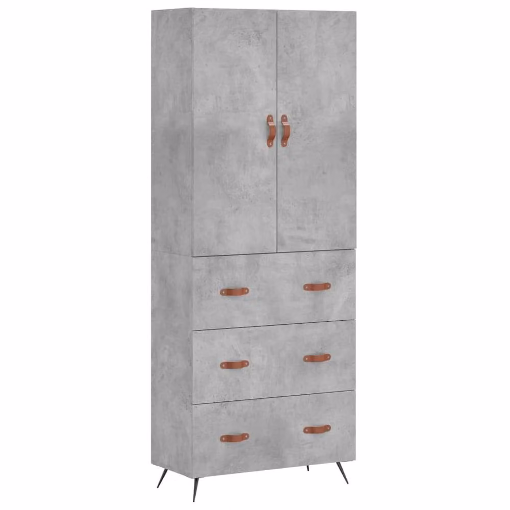 Berkfield Home Modern Highboard in Concrete Grey, W/D/H: 69.5 x 34 x 180 cm – 3