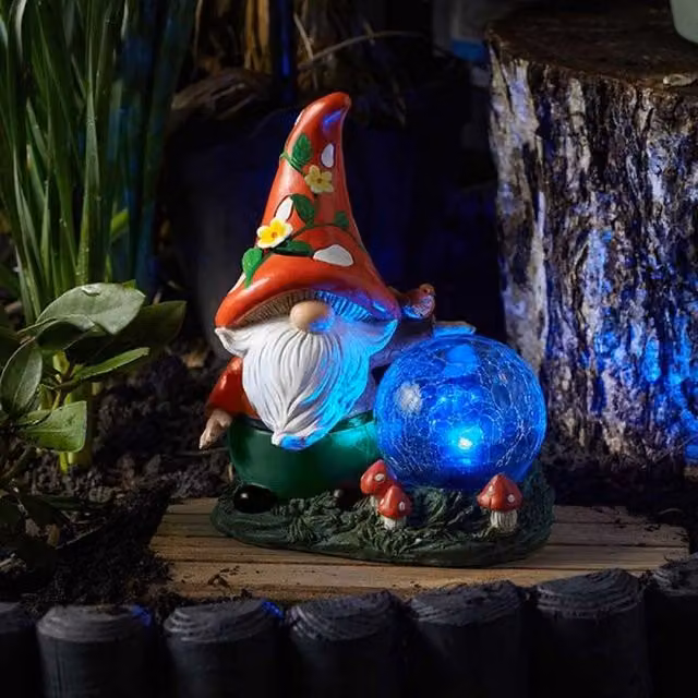 Garden Mile Solar Wizard Garden Ornament in Red