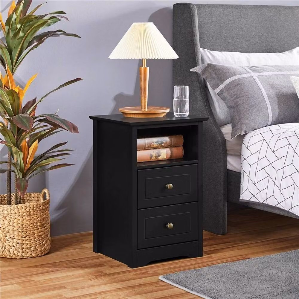 KORVIXA Black Bedside Table and Nightstand Cabinet – 3