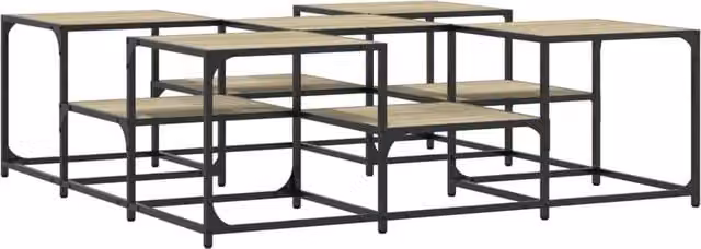 Berkfield Home Sonoma Oak Coffee Table in Beige, W/D/H: 121 x 121 x 40 cm