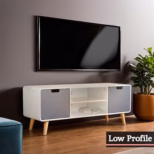 Premier Housewares TV Unit, White and Grey, W/D/H: 120 x 40 x 48 cm – 4