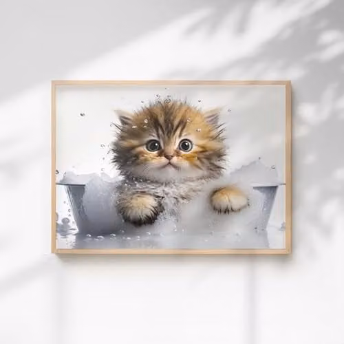 60 Second Makeover Baby Kitten Quirky Animal Print Paper Poster, Multicolour, A3