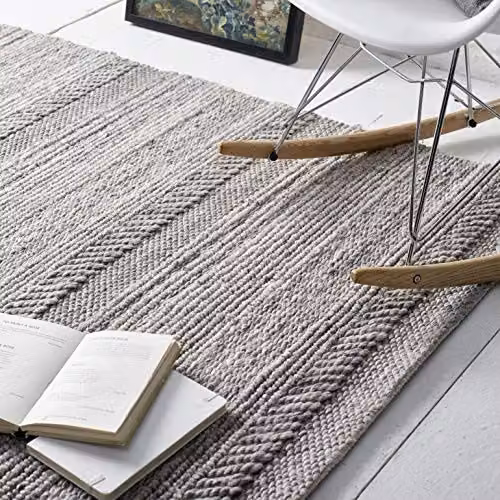 Rugs Direct Origin Chunky Knit Rectangular Rug in Grey and Beige, W: 67 cm, L: 200 cm – 3