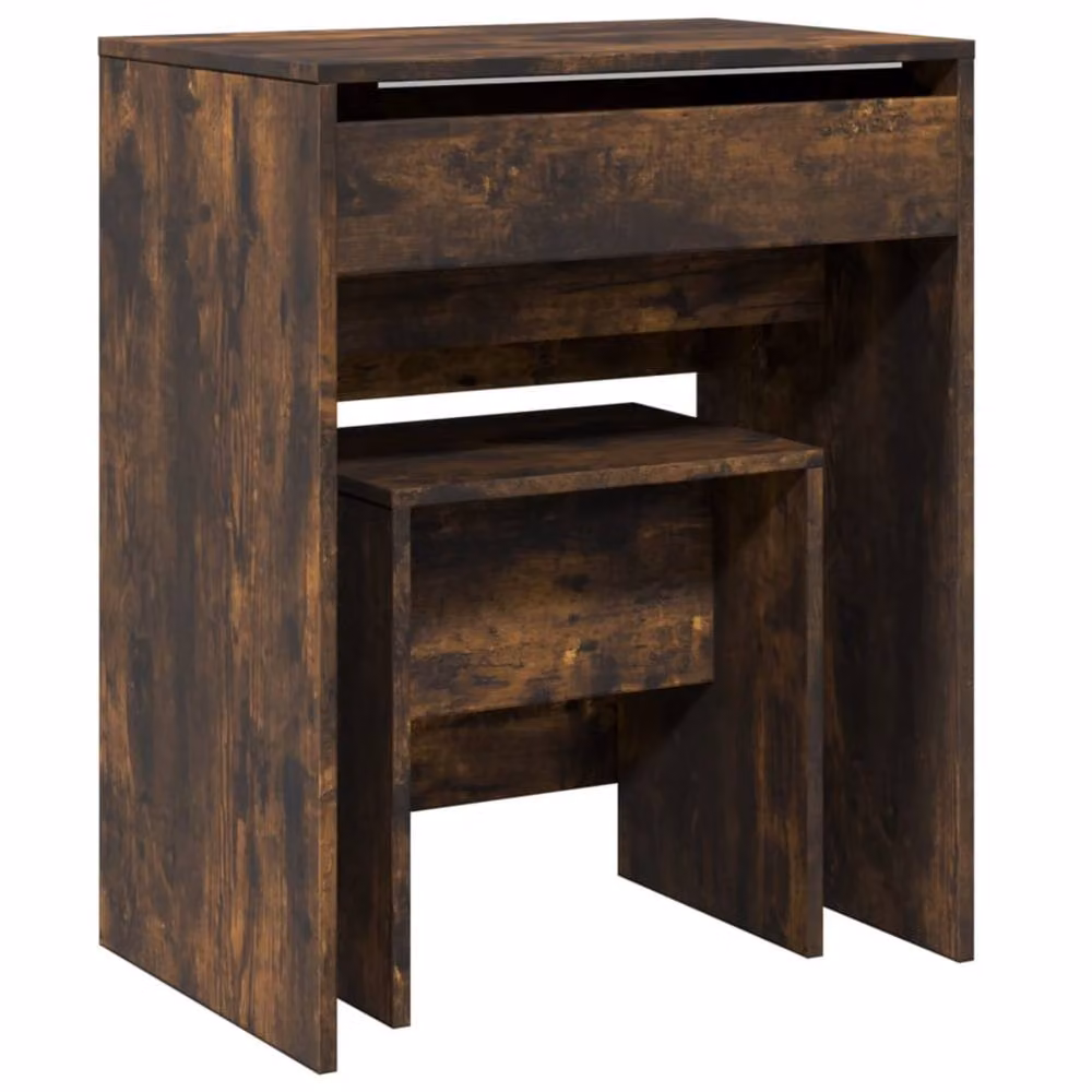 Berkfield Home Beautiful Dressing Table and Stool in Smoked Oak Brown, W/D/H: 60 x 40 x 113.5 cm – 3