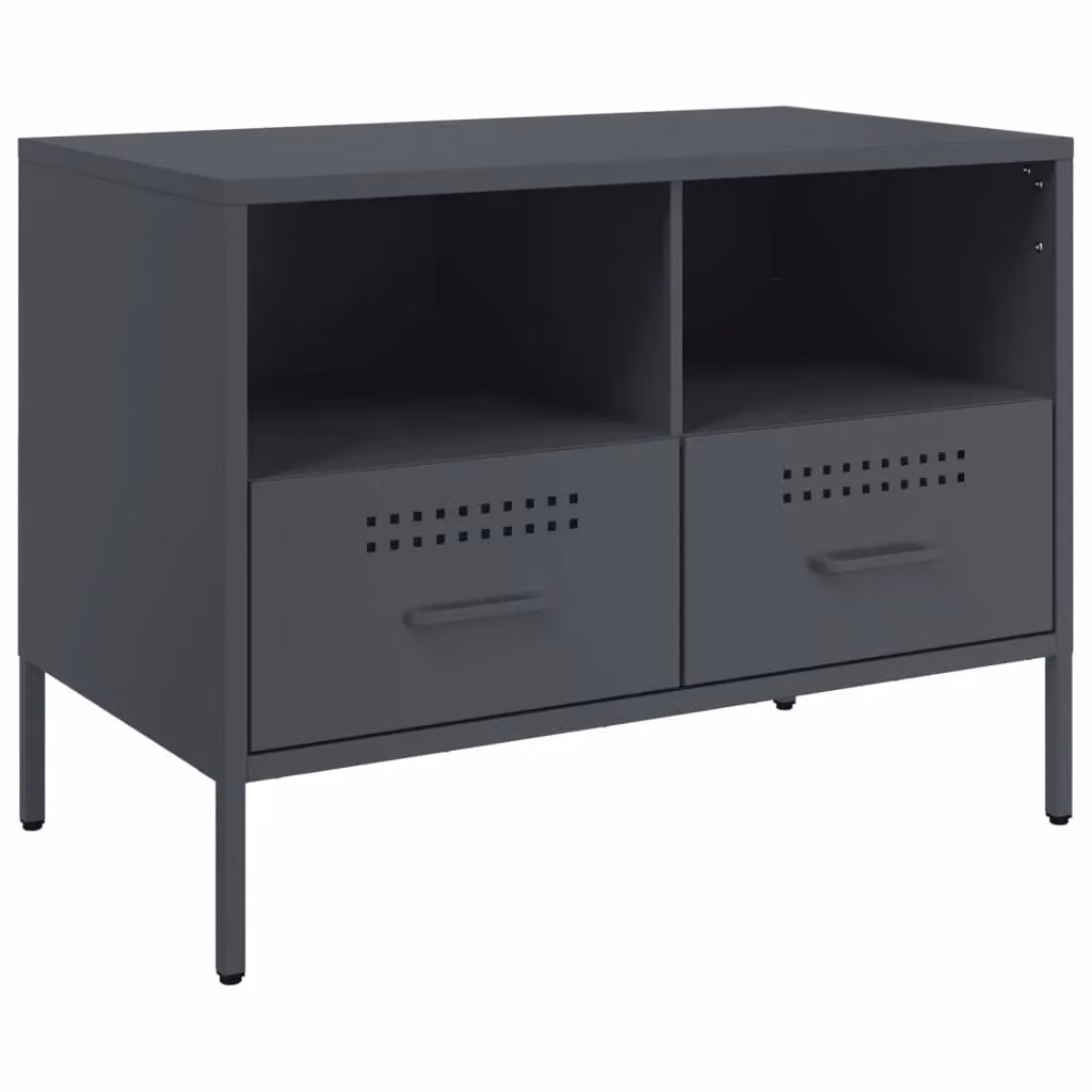 Berkfield Home Industrial TV Cabinet in Anthracite and Black Steel, W/D/H: 68 x 39 x 50.5 cm – 2