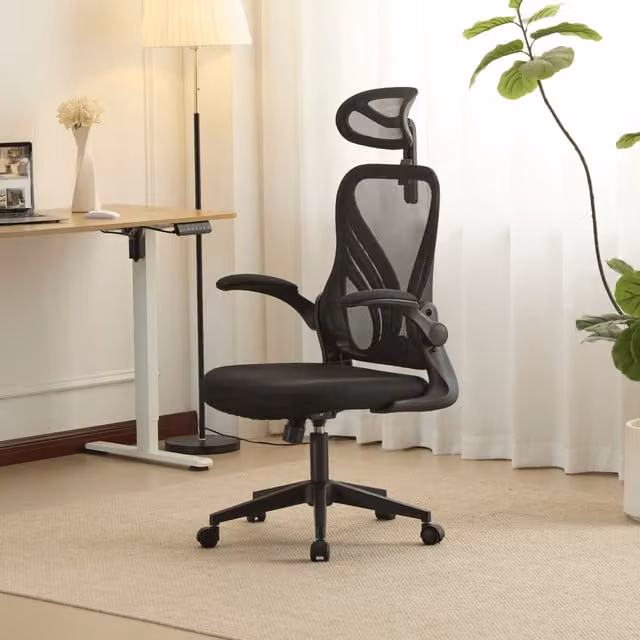 Ascend Ergonomic Black Office Chair with Headrest and Adjustable Height