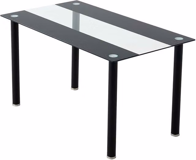 KOSY KOALA Modern Rectangular Glass Dining Table in Black and Transparent, H 75 x L 140 x W 80 cm – 4