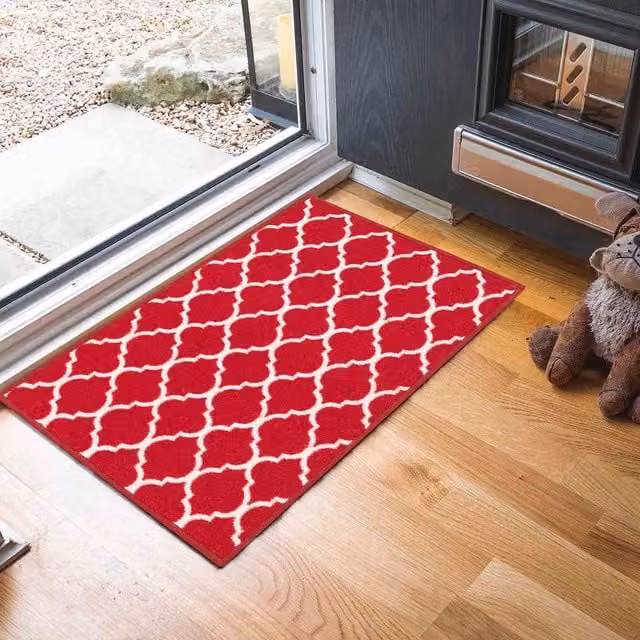 Desire Rugs Red Trellis Design Non-Slip Machine Washable Runner Mat, W: 67 cm, L: 220 cm