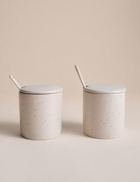 M&S Set of 2 White Ceramic Stoneware Pinch Pots