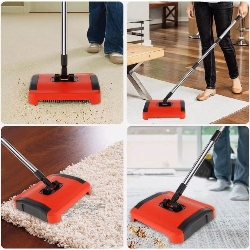 PAWNORA Manual Carpet Sweeper Floor Cleaner Roller in Red – 5