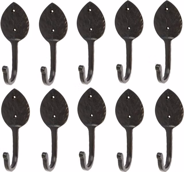 Hammer and Tongs Matt Black Iron Arrowhead Wall Hook, Pack of 10, W: 5.5 cm, H: 14 cm
