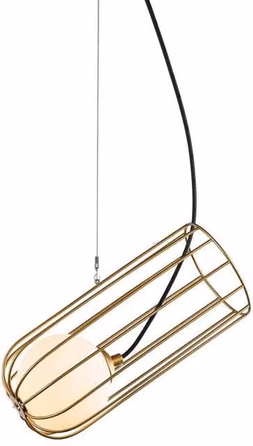 Netlighting Modern Hanging Pendant Light with Gold and White Cylinder Shade, G9