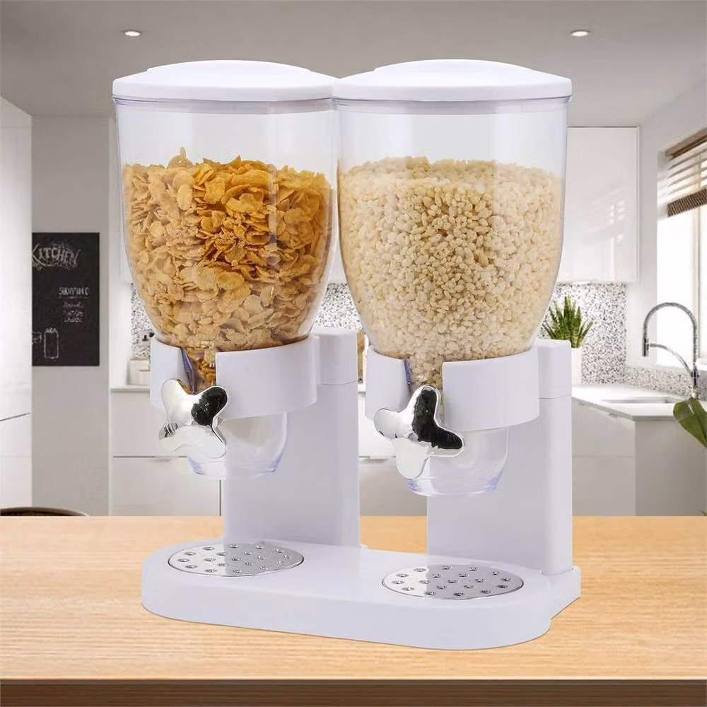 FLAVORA White Double Cereal Storage Dispenser – 2