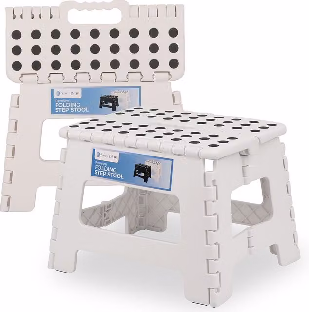 Neel Blue White Collapsible Step Folding Stool, 22.86 cm Height – 1