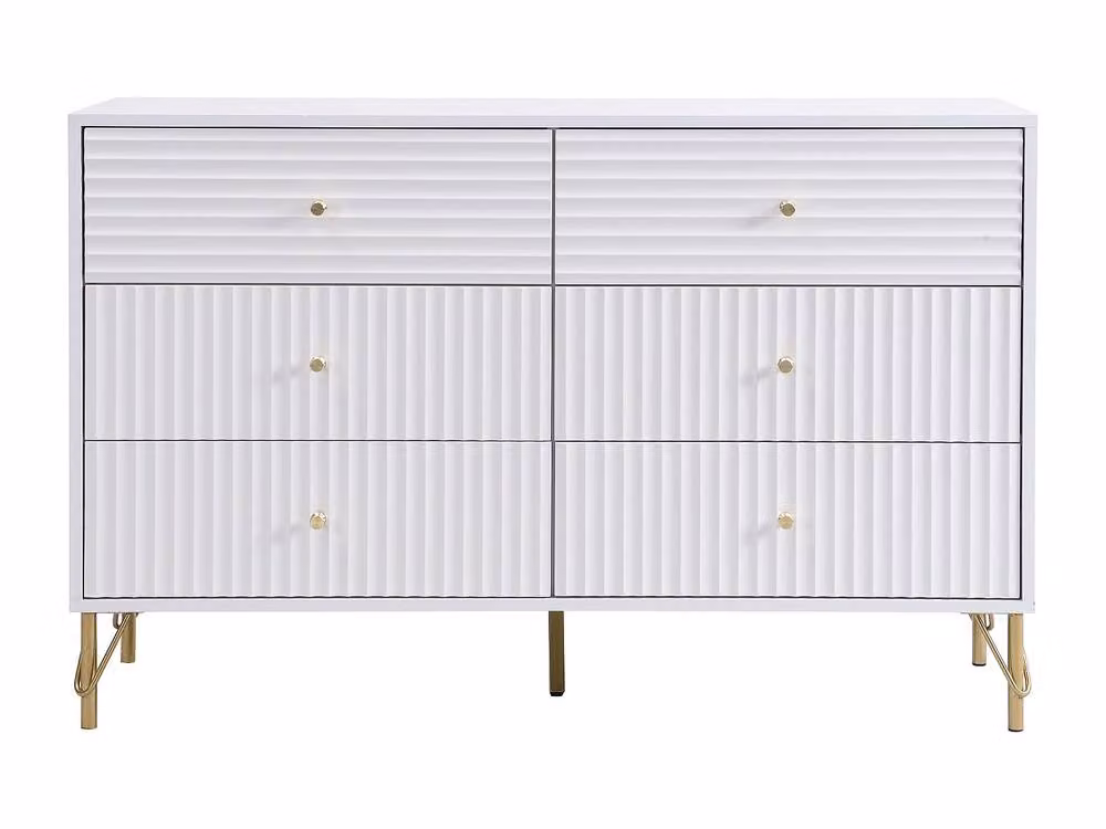 Vente-unique LOUREO 6-Drawer Chest of Drawers, White, W/D/H: 120 x 40 x 78 cm – 2