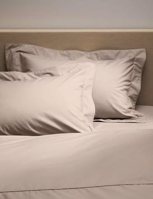 M&S 2 Pack Egyptian Cotton 230 Thread Count Crisp Oxford Pillowcases in Mink