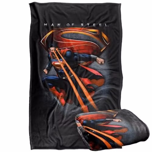 Warner Bros. Superman Man of Steel Symbolic Super Soft Fleece Throw Blanket, Multicolour, W: 91.44 cm x L: 147 cm