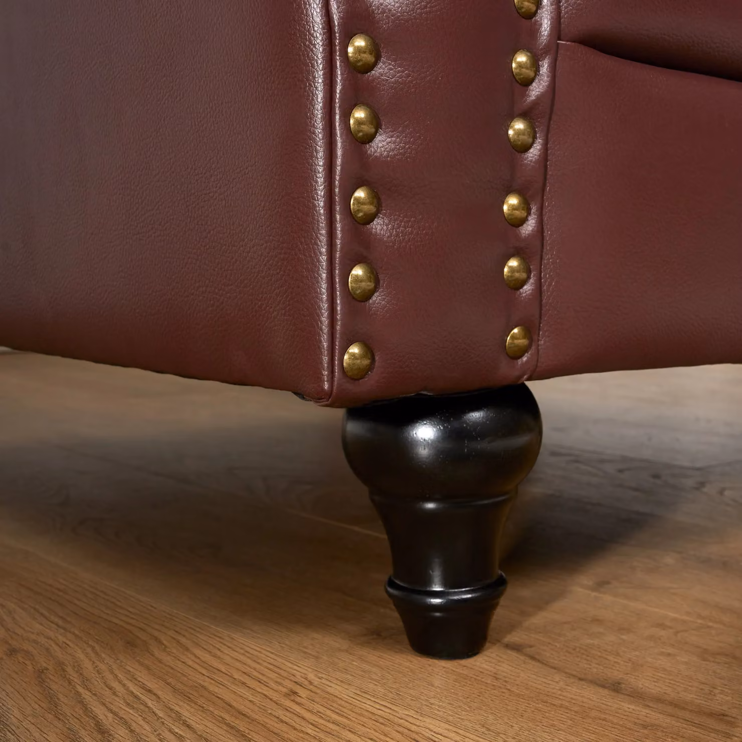 Bravich LTD Chesterfield 3-Seater Sofa in Brown Faux Leather – 4