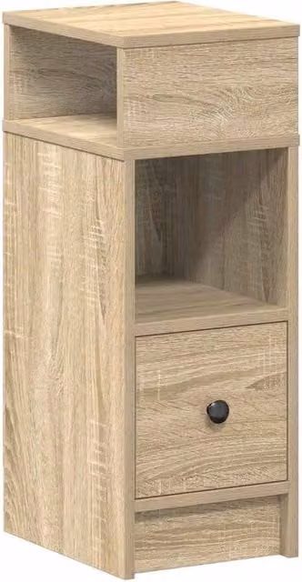 Berkfield Home Bedside Cabinet with Drawer in Sonoma Oak, W/D/H: 25 x 31 x 66 cm