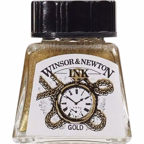 Winsor & Newton Drawing Ink Bottle, Gold, 14 ml