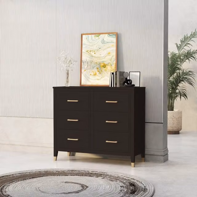 Cabinet Bits Palazzi 6 Drawer Chest of Drawers in Matt Black Metal