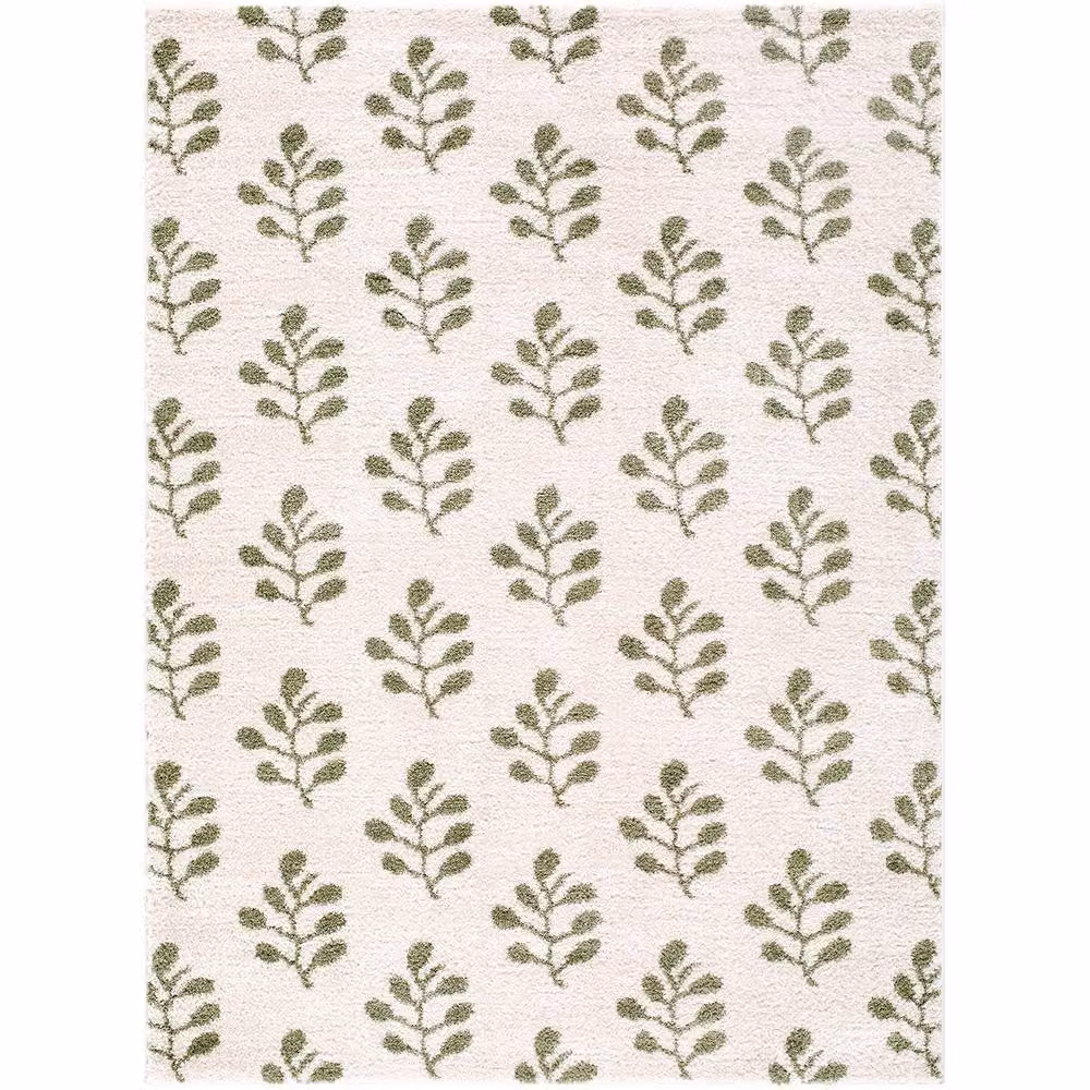 Livabliss Tivoli Modern Floral High Pile Washable Rug in Green and Cream, W: 160 cm, L: 215 cm – 2