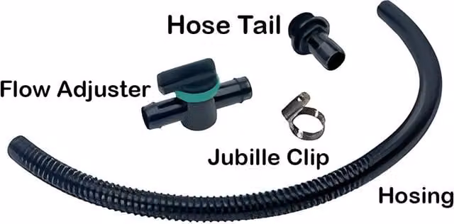 Primrose Hose Kit with Flow Adjuster, Tail and Jubilee Clip in Black, 75cm – 1
