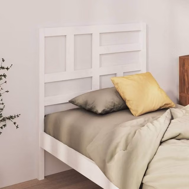 Berkfield Home Beautiful White Solid Pine Bed Headboard W/D/H: 106 x 4 x 104 cm
