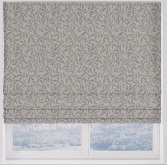 Abele Made to Measure Blackout Floral Roman Blind in Silver and Grey