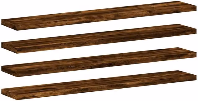 Berkfield Home Wall Shelves, 4 Piece Set in Smoked Oak Brown, W: 60 cm, D: 10 cm, H: 1.5 cm