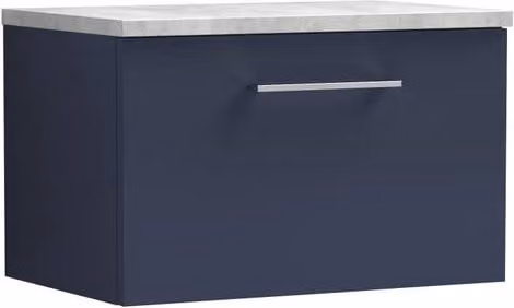 Balterley Midnight Blue Wall Hung 600mm 1 Drawer Bathroom Unit with Laminate Worktop – 1