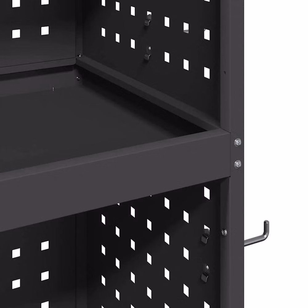 Berkfield Home Tool Trolley in Black Powder-coated Steel, W/D/H: 65 x 35 x 111 cm – 6