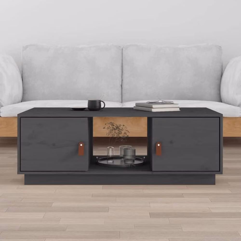 Berkfield Home Grey Rustic Solid Pine Coffee Table, W: 100 cm, D: 50 cm, H: 35 cm – 2