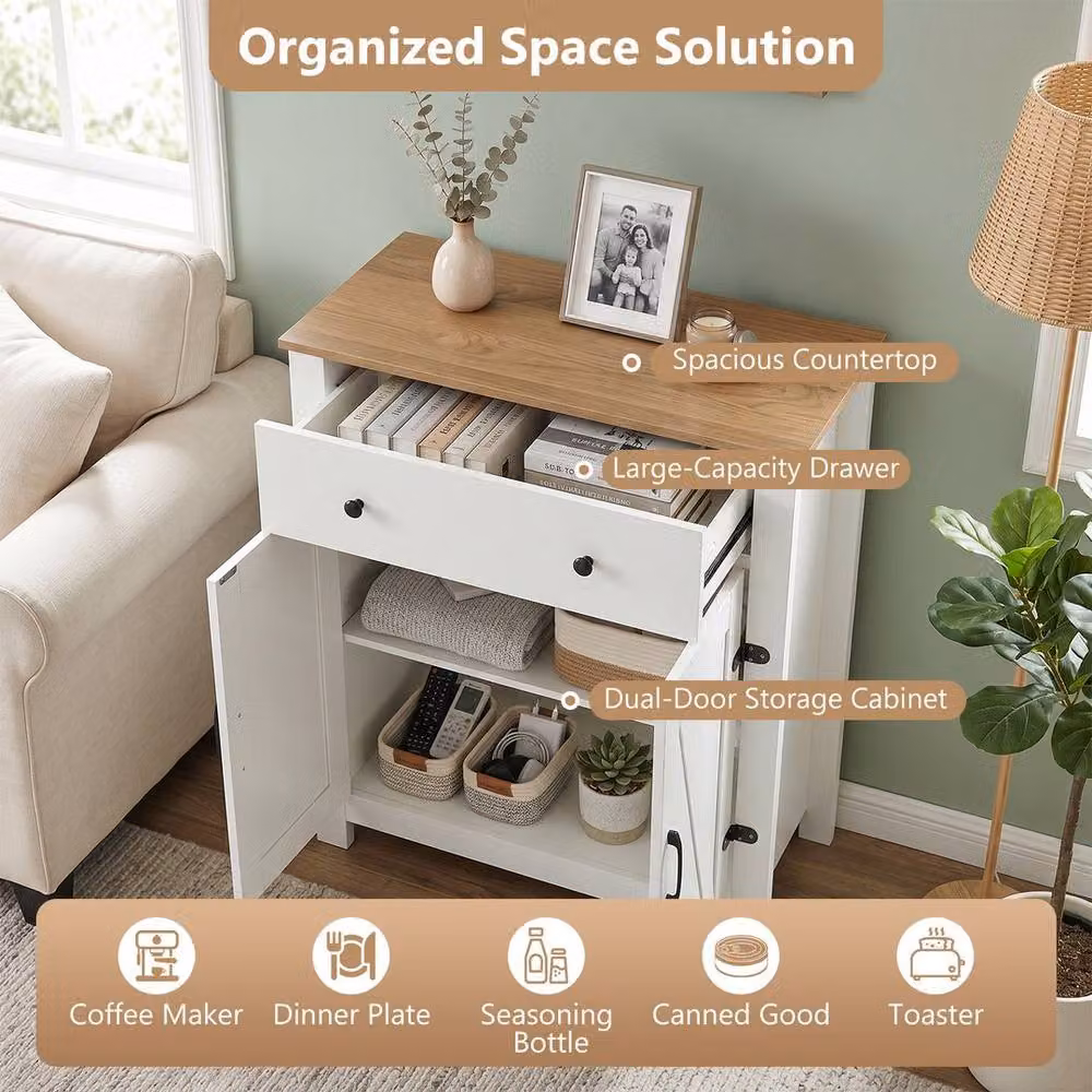 KORVIXA White Buffet Cabinet with 5-Tier Adjustable Shelf – 2