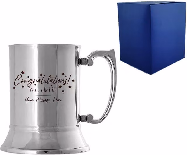 Uniqueful Personalised Congratulations You Did It Stainless Steel Tankard in Silver