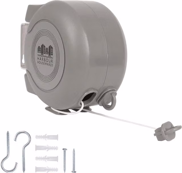 Harbour Housewares Retractable Dual Cord Washing Line in Grey