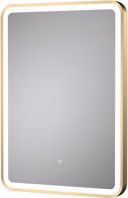 Balterley Modern Rectangular LED Touch Sensor Mirror with Demister in Brushed Brass, W: 70 cm, H: 50 cm