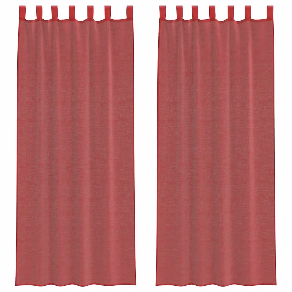 Berkfield Home Red Transparent Voile Fabric Curtains with Tabs, 2 Pack, W: 140 cm, H: 260 cm – 2