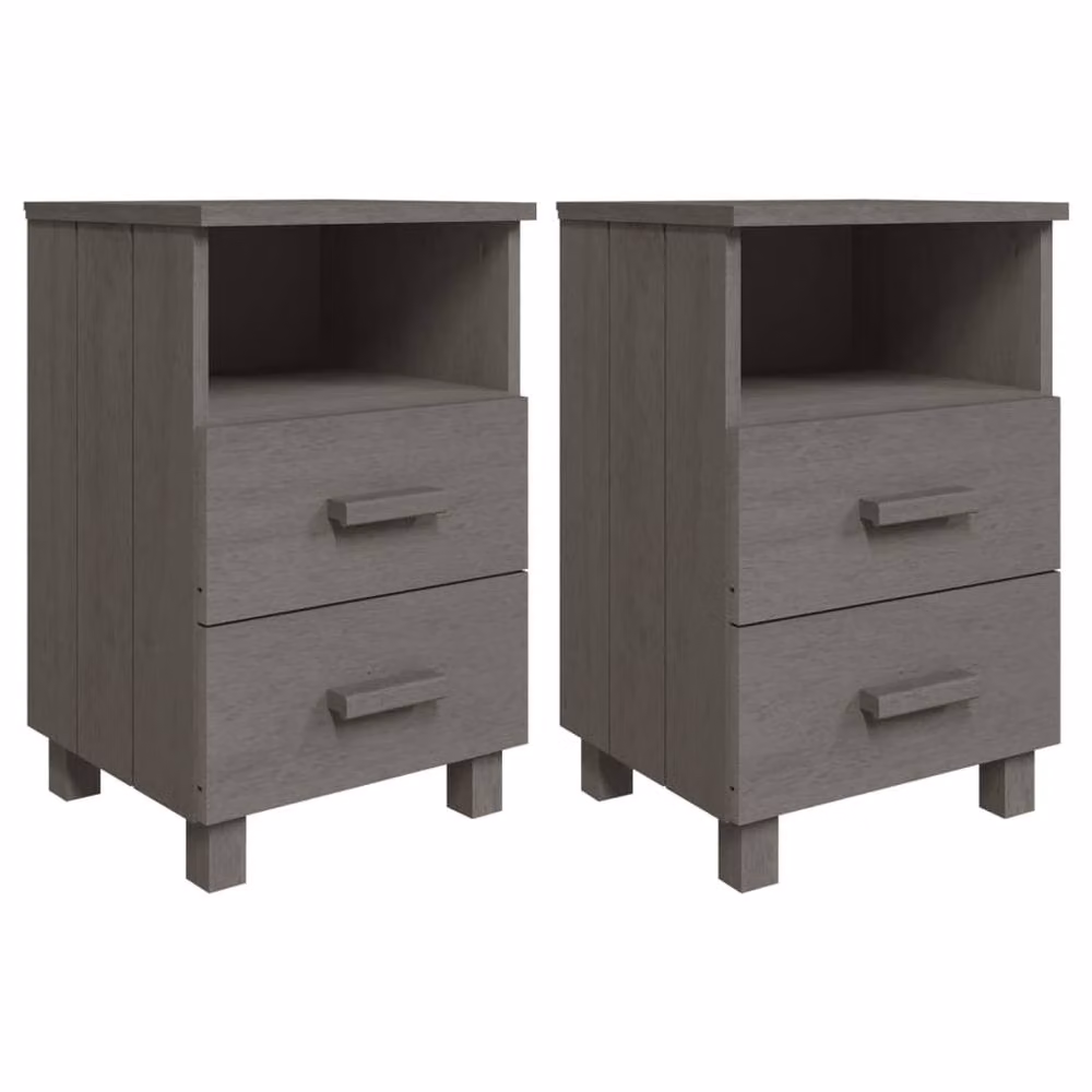 Berkfield Home HAMAR Decorative Bedside Cabinets, 2 Pack, Light Grey, W: 40 cm, D: 35 cm, H: 62 cm – 3