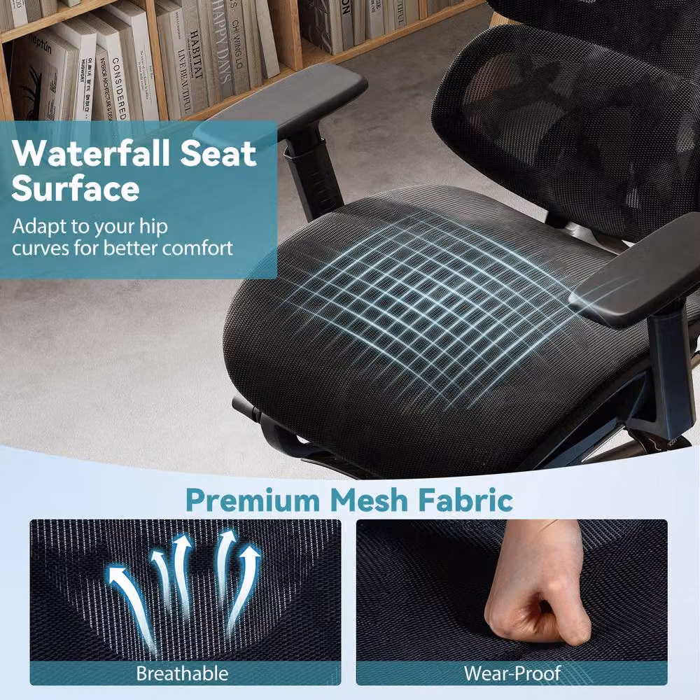 Costway Black Mesh Executive Office Chair with Headrest and Armrests – 8
