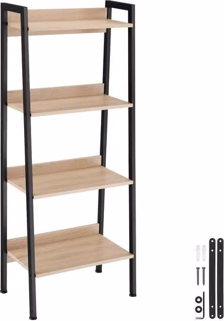 tectake Chatham Industrial Shelving Unit in Light Brown Oak and Black – 1