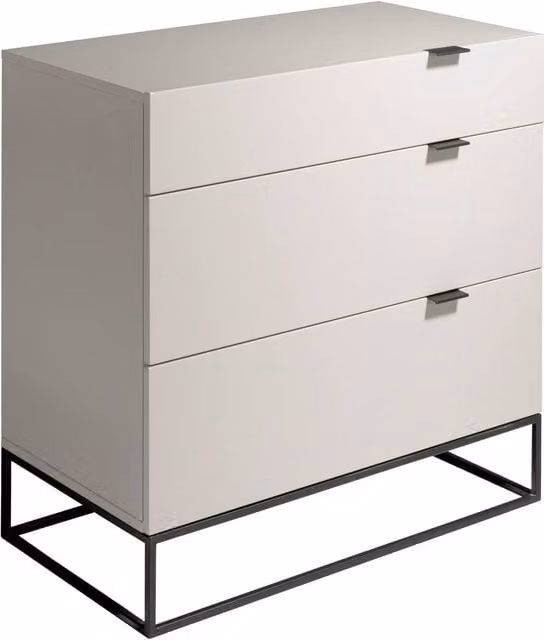 Angel Cerda Grey 3-Drawer Chest with Black Steel Legs, W: 80 cm, D: 45 cm, H: 80 cm